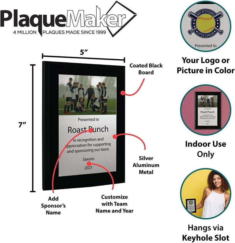 PlaqueMaker Support and Sponsor Team Plaque - Include your Custom Message, Photo and Logo (5 X 7") - Image 4